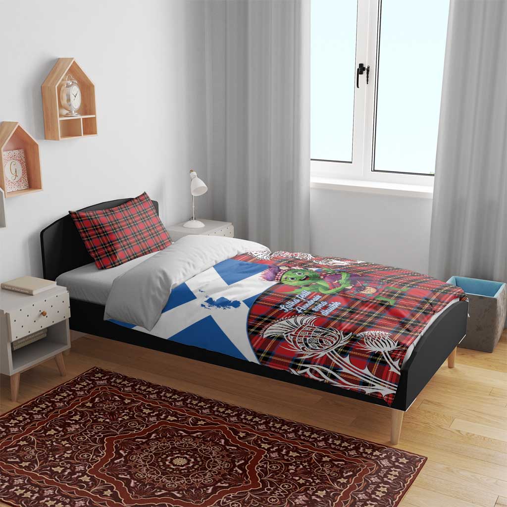 Saint Andrews Day Scotland Bedding Set Thistle Traditional Bagpipe Tartan Pattern - Wonder Print Shop