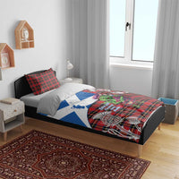 Saint Andrews Day Scotland Bedding Set Thistle Traditional Bagpipe Tartan Pattern - Wonder Print Shop