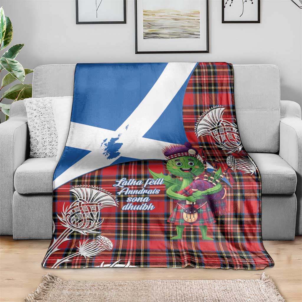 Saint Andrews Day Scotland Blanket Thistle Traditional Bagpipe Tartan Pattern - Wonder Print Shop