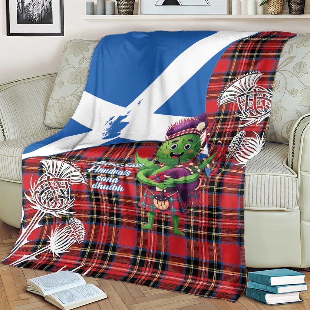 Saint Andrews Day Scotland Blanket Thistle Traditional Bagpipe Tartan Pattern - Wonder Print Shop
