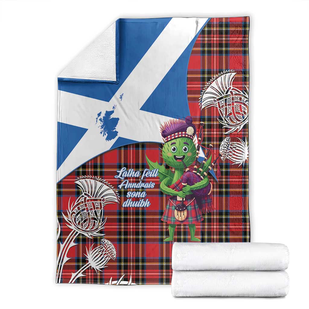 Saint Andrews Day Scotland Blanket Thistle Traditional Bagpipe Tartan Pattern - Wonder Print Shop