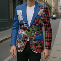 Saint Andrews Day Scotland Blazer Thistle Traditional Bagpipe Tartan Pattern - Wonder Print Shop