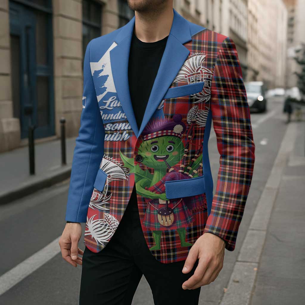 Saint Andrews Day Scotland Blazer Thistle Traditional Bagpipe Tartan Pattern - Wonder Print Shop