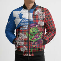 Saint Andrews Day Scotland Bomber Puffer Jacket Thistle Traditional Bagpipe Tartan Pattern - Wonder Print Shop