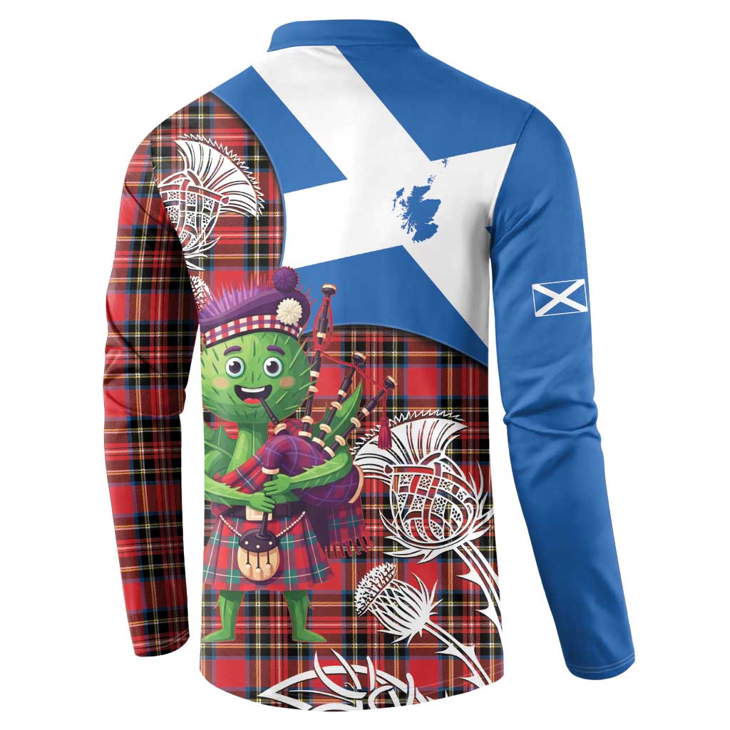 Saint Andrews Day Scotland Button Sweatshirt Thistle Traditional Bagpipe Tartan Pattern - Wonder Print Shop