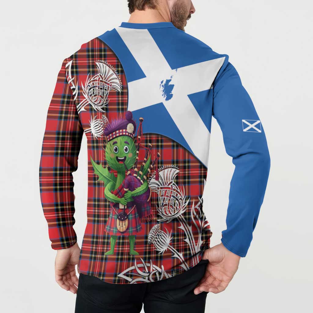 Saint Andrews Day Scotland Button Sweatshirt Thistle Traditional Bagpipe Tartan Pattern - Wonder Print Shop