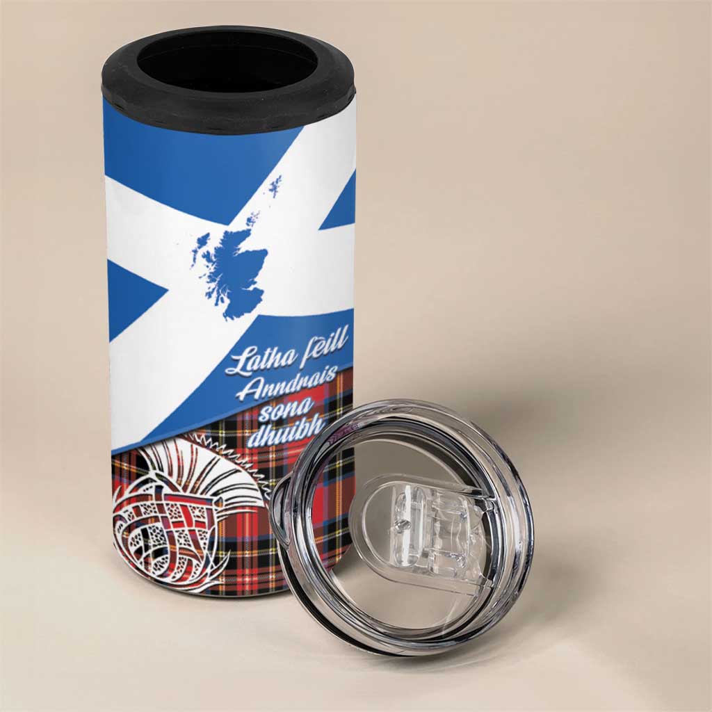 Saint Andrews Day Scotland 4 in 1 Can Cooler Tumbler Thistle Traditional Bagpipe Tartan Pattern - Wonder Print Shop