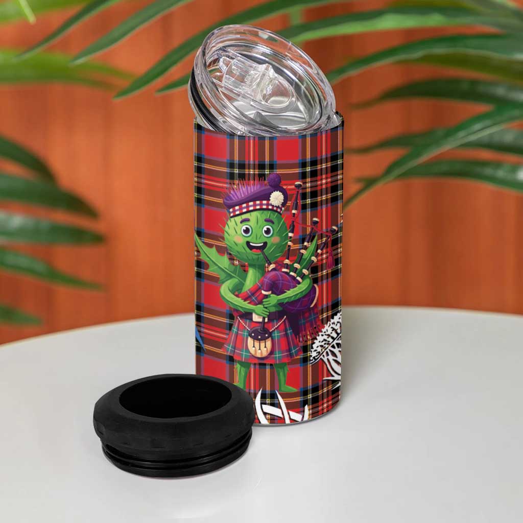 Saint Andrews Day Scotland 4 in 1 Can Cooler Tumbler Thistle Traditional Bagpipe Tartan Pattern - Wonder Print Shop