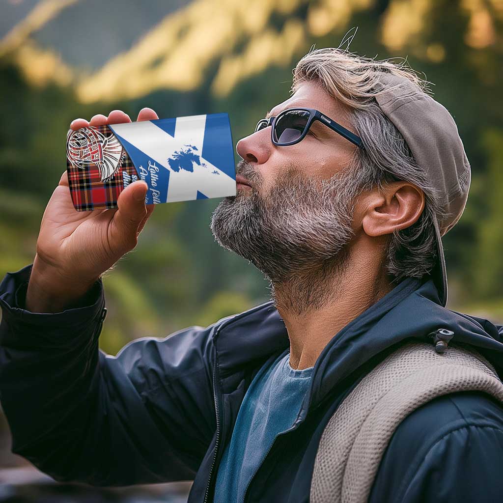 Saint Andrews Day Scotland 4 in 1 Can Cooler Tumbler Thistle Traditional Bagpipe Tartan Pattern - Wonder Print Shop