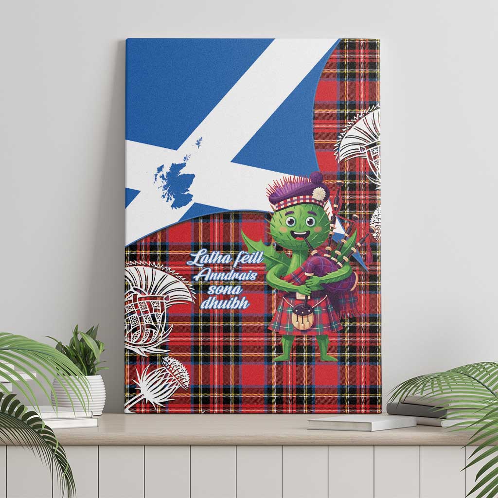 Saint Andrews Day Scotland Canvas Wall Art Thistle Traditional Bagpipe Tartan Pattern - Wonder Print Shop