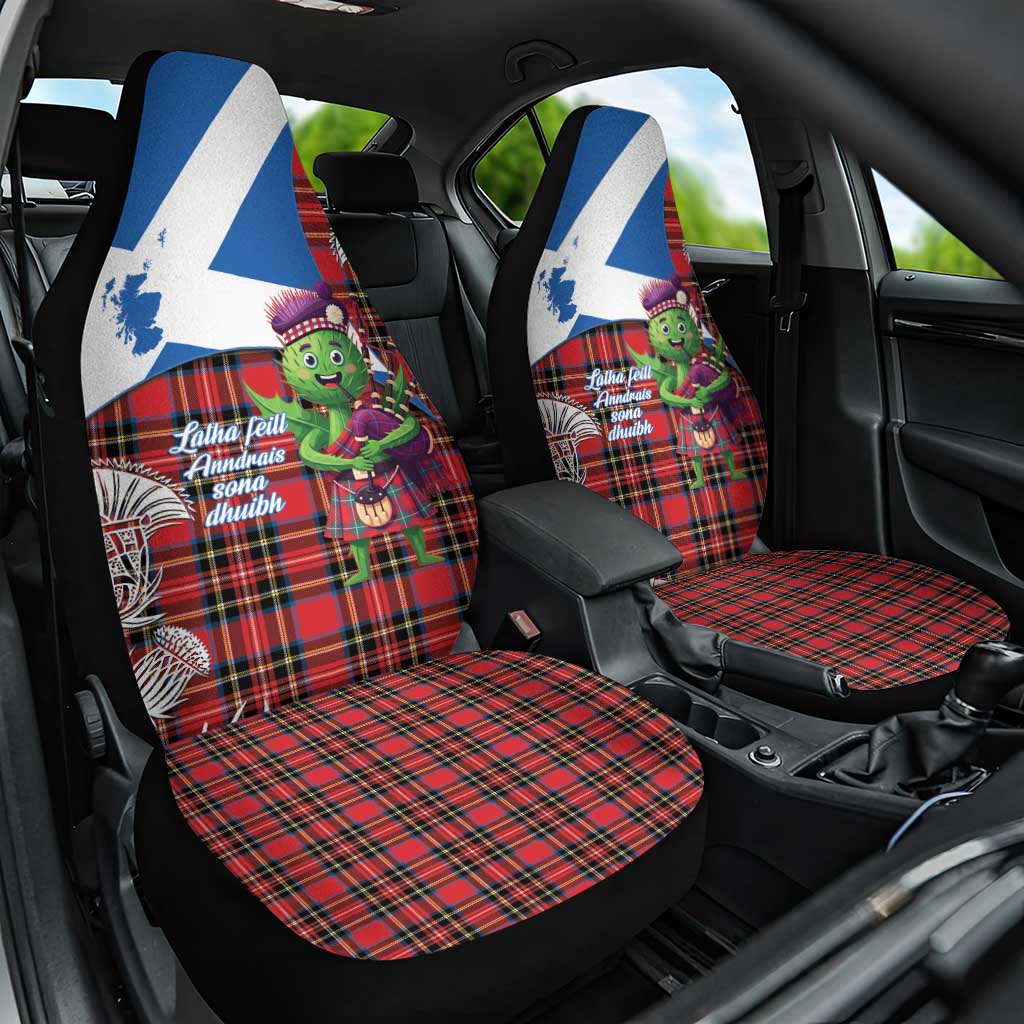 Saint Andrews Day Scotland Car Seat Cover Thistle Traditional Bagpipe Tartan Pattern - Wonder Print Shop