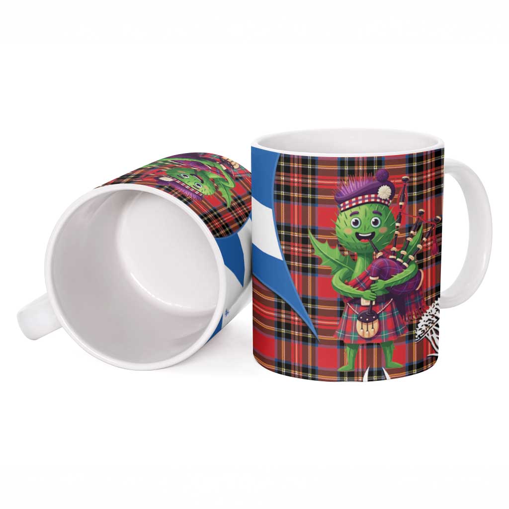 Saint Andrews Day Scotland Ceramic Mug Thistle Traditional Bagpipe Tartan Pattern - Wonder Print Shop