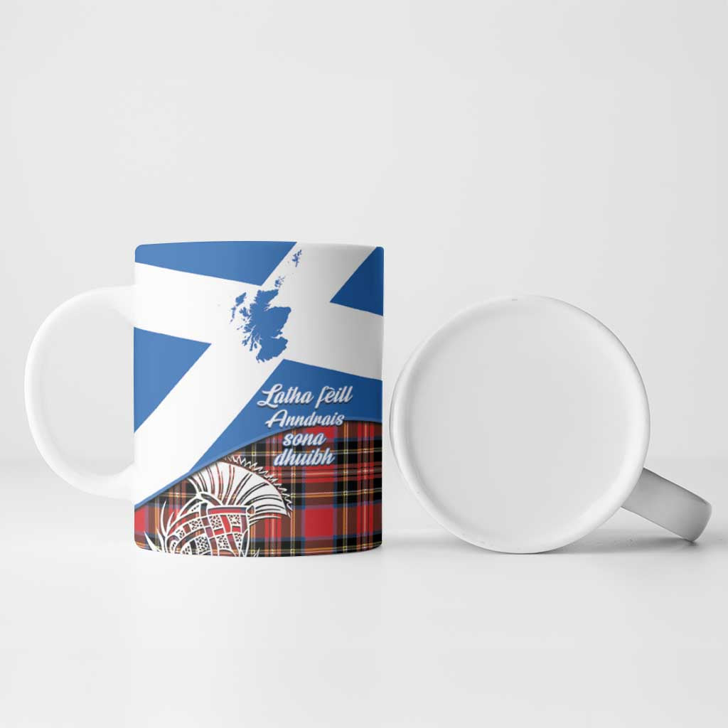 Saint Andrews Day Scotland Ceramic Mug Thistle Traditional Bagpipe Tartan Pattern - Wonder Print Shop