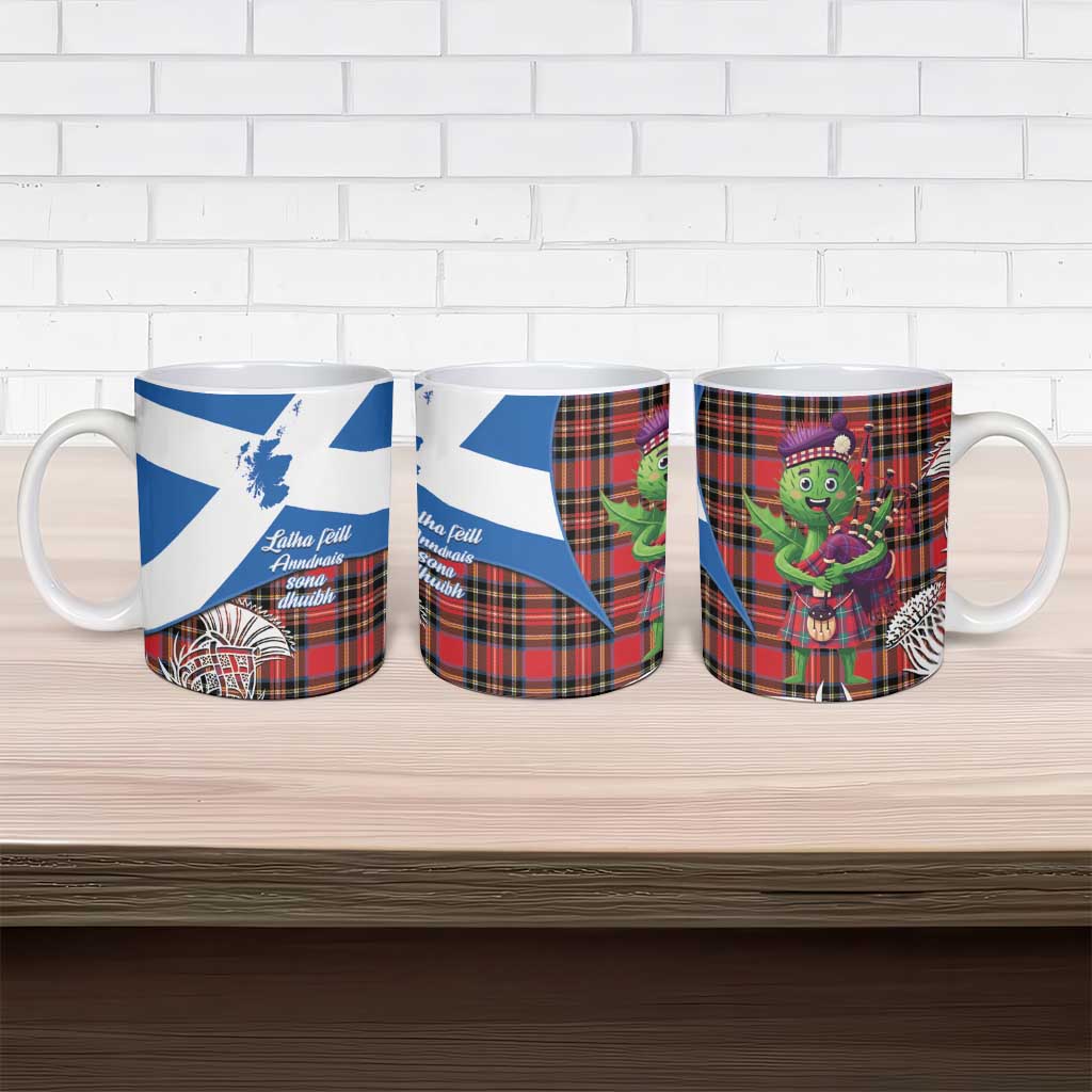 Saint Andrews Day Scotland Ceramic Mug Thistle Traditional Bagpipe Tartan Pattern - Wonder Print Shop