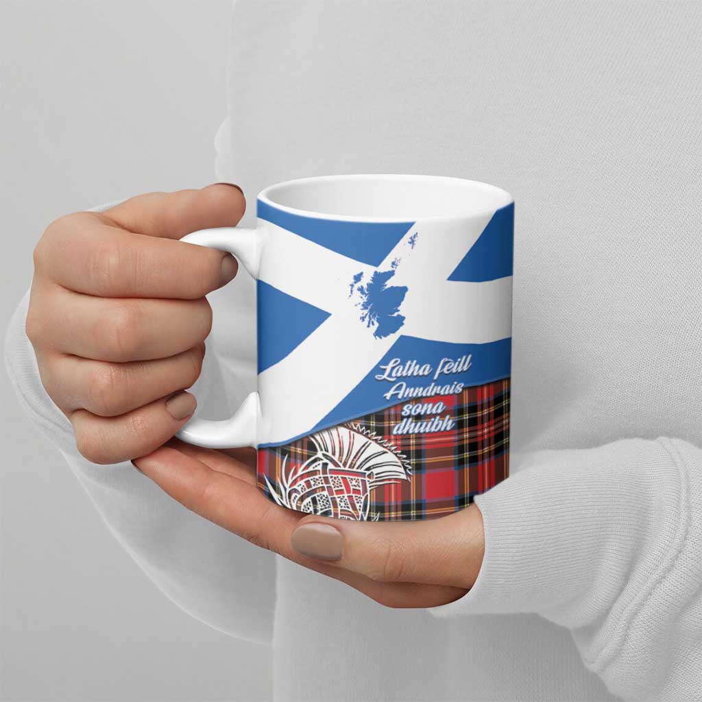 Saint Andrews Day Scotland Ceramic Mug Thistle Traditional Bagpipe Tartan Pattern - Wonder Print Shop