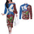 Saint Andrews Day Scotland Couples Matching Off The Shoulder Long Sleeve Dress and Long Sleeve Button Shirt Thistle Traditional Bagpipe Tartan Pattern - Wonder Print Shop