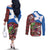 Saint Andrews Day Scotland Couples Matching Off The Shoulder Long Sleeve Dress and Long Sleeve Button Shirt Thistle Traditional Bagpipe Tartan Pattern - Wonder Print Shop