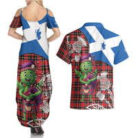 Saint Andrews Day Scotland Couples Matching Summer Maxi Dress and Hawaiian Shirt Thistle Traditional Bagpipe Tartan Pattern - Wonder Print Shop