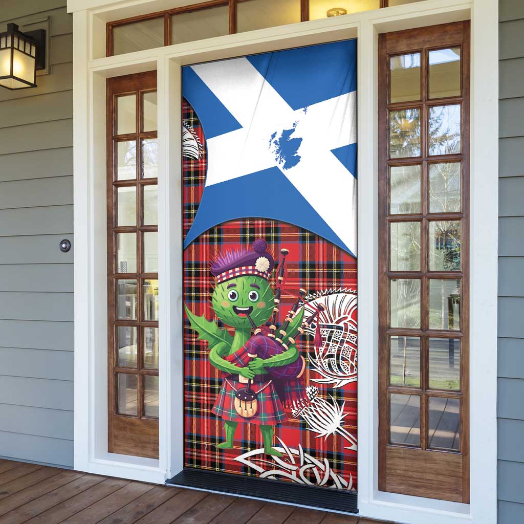Saint Andrews Day Scotland Door Cover Thistle Traditional Bagpipe Tartan Pattern - Wonder Print Shop
