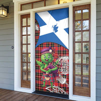 Saint Andrews Day Scotland Door Cover Thistle Traditional Bagpipe Tartan Pattern - Wonder Print Shop