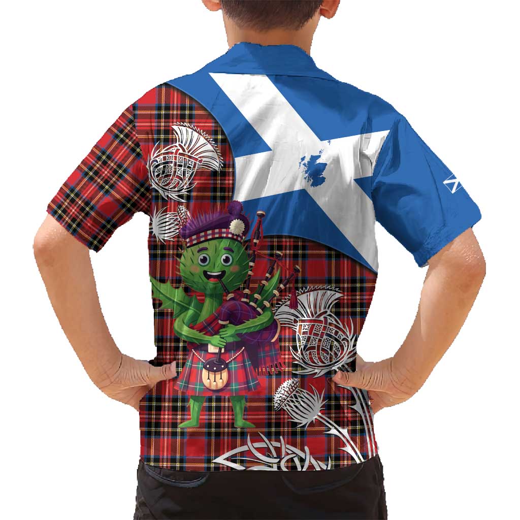 Saint Andrews Day Scotland Family Matching Long Sleeve Bodycon Dress and Hawaiian Shirt Thistle Traditional Bagpipe Tartan Pattern - Wonder Print Shop