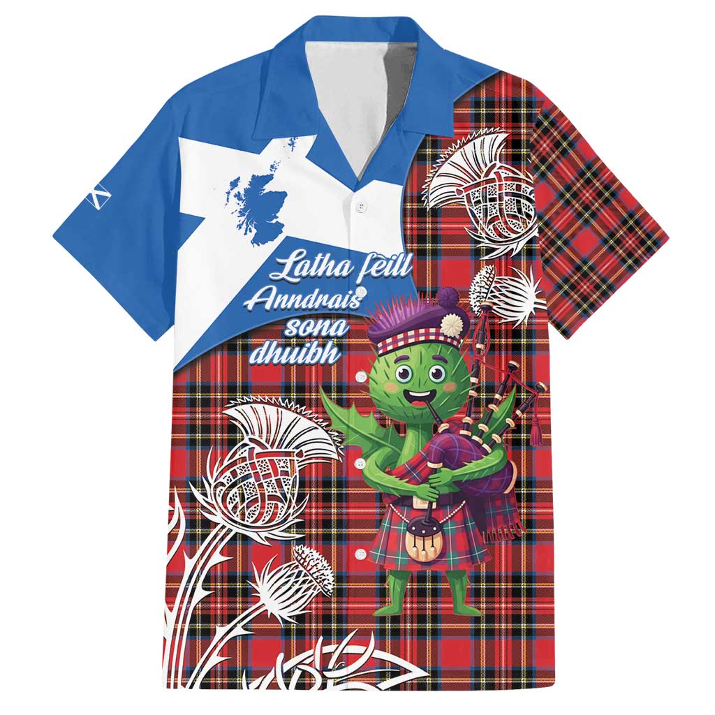 Saint Andrews Day Scotland Family Matching Long Sleeve Bodycon Dress and Hawaiian Shirt Thistle Traditional Bagpipe Tartan Pattern - Wonder Print Shop