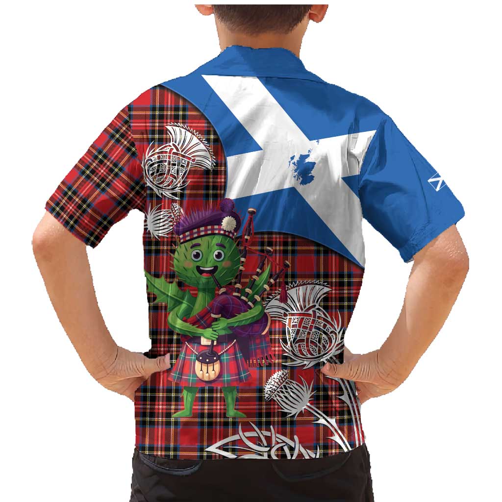 Saint Andrews Day Scotland Family Matching Mermaid Dress and Hawaiian Shirt Thistle Traditional Bagpipe Tartan Pattern - Wonder Print Shop