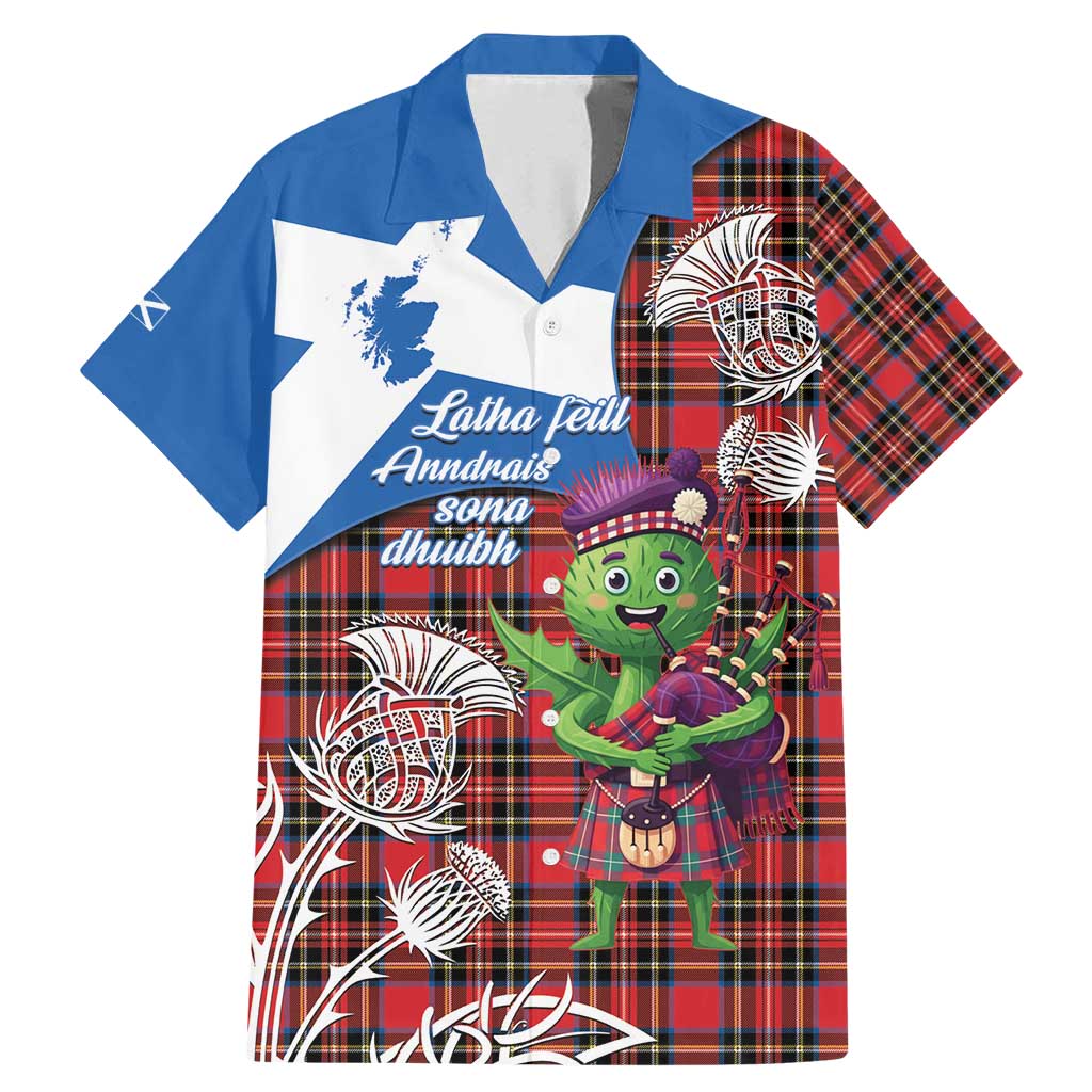 Saint Andrews Day Scotland Family Matching Mermaid Dress and Hawaiian Shirt Thistle Traditional Bagpipe Tartan Pattern - Wonder Print Shop