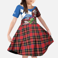 Saint Andrews Day Scotland Family Matching Off The Shoulder Long Sleeve Dress and Hawaiian Shirt Thistle Traditional Bagpipe Tartan Pattern - Wonder Print Shop