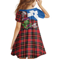 Saint Andrews Day Scotland Family Matching Off The Shoulder Long Sleeve Dress and Hawaiian Shirt Thistle Traditional Bagpipe Tartan Pattern - Wonder Print Shop
