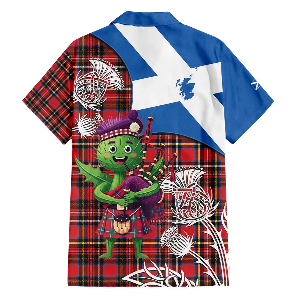 Saint Andrews Day Scotland Family Matching Off Shoulder Maxi Dress and Hawaiian Shirt Thistle Traditional Bagpipe Tartan Pattern - Wonder Print Shop
