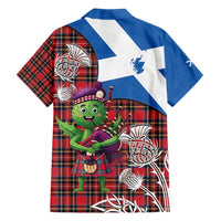 Saint Andrews Day Scotland Family Matching Off Shoulder Maxi Dress and Hawaiian Shirt Thistle Traditional Bagpipe Tartan Pattern - Wonder Print Shop