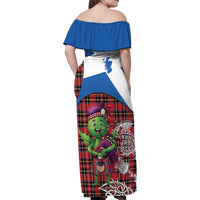 Saint Andrews Day Scotland Family Matching Off Shoulder Maxi Dress and Hawaiian Shirt Thistle Traditional Bagpipe Tartan Pattern - Wonder Print Shop