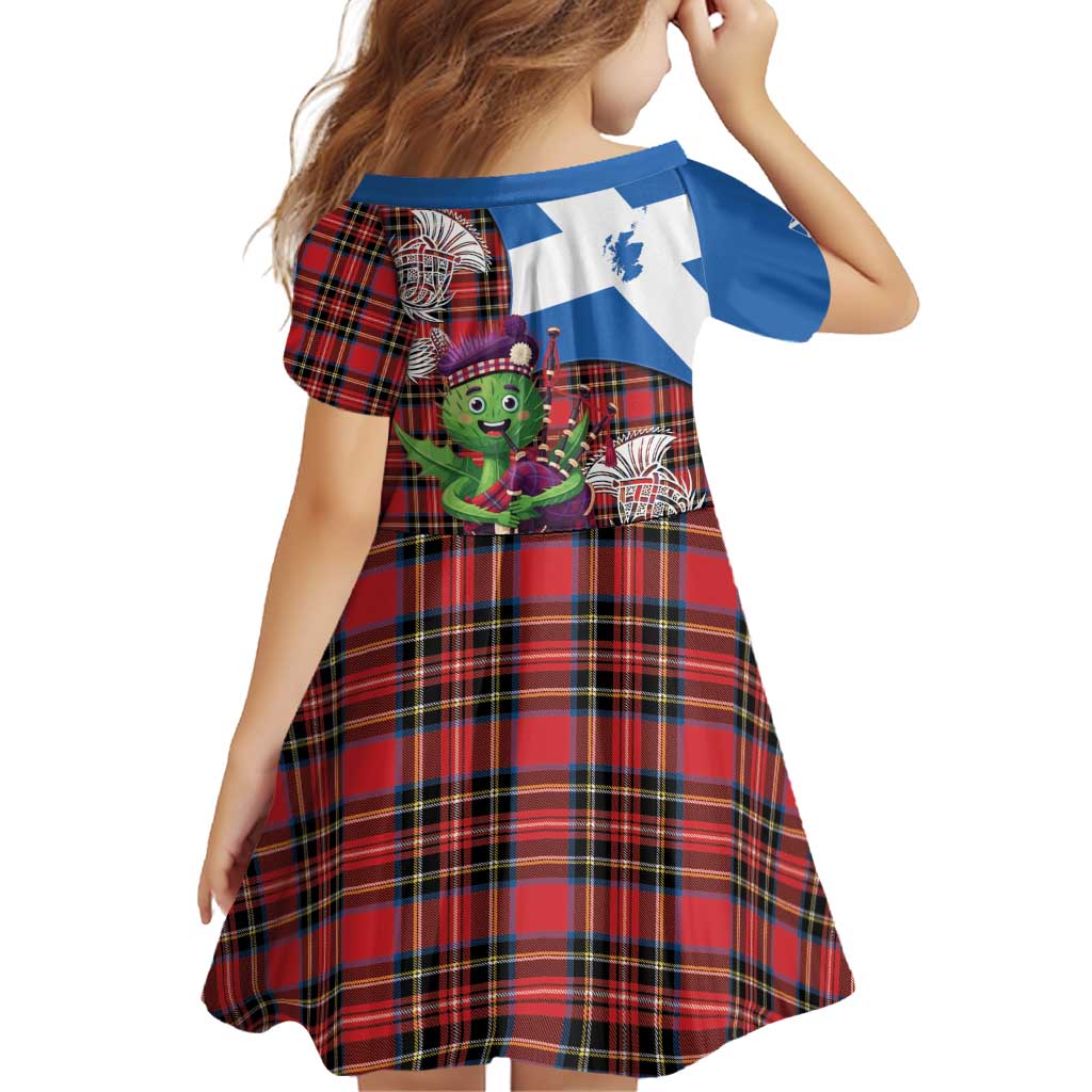 Saint Andrews Day Scotland Family Matching Off Shoulder Short Dress and Hawaiian Shirt Thistle Traditional Bagpipe Tartan Pattern - Wonder Print Shop