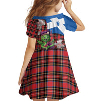 Saint Andrews Day Scotland Family Matching Off Shoulder Short Dress and Hawaiian Shirt Thistle Traditional Bagpipe Tartan Pattern - Wonder Print Shop