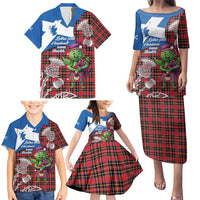 Saint Andrews Day Scotland Family Matching Puletasi and Hawaiian Shirt Thistle Traditional Bagpipe Tartan Pattern - Wonder Print Shop