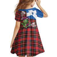 Saint Andrews Day Scotland Family Matching Short Sleeve Bodycon Dress and Hawaiian Shirt Thistle Traditional Bagpipe Tartan Pattern - Wonder Print Shop