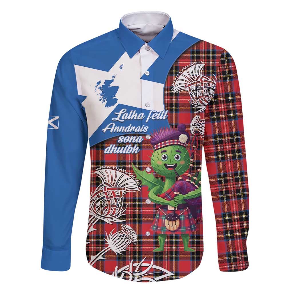 Saint Andrews Day Scotland Family Matching Short Sleeve Bodycon Dress and Hawaiian Shirt Thistle Traditional Bagpipe Tartan Pattern - Wonder Print Shop