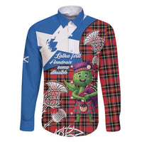 Saint Andrews Day Scotland Family Matching Short Sleeve Bodycon Dress and Hawaiian Shirt Thistle Traditional Bagpipe Tartan Pattern - Wonder Print Shop