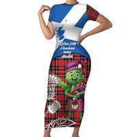 Saint Andrews Day Scotland Family Matching Short Sleeve Bodycon Dress and Hawaiian Shirt Thistle Traditional Bagpipe Tartan Pattern - Wonder Print Shop