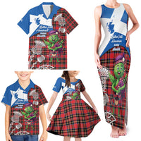 Saint Andrews Day Scotland Family Matching Tank Maxi Dress and Hawaiian Shirt Thistle Traditional Bagpipe Tartan Pattern - Wonder Print Shop