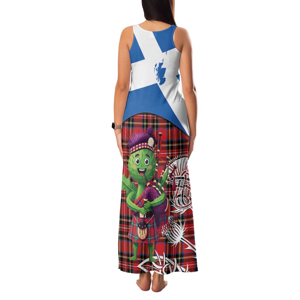 Saint Andrews Day Scotland Family Matching Tank Maxi Dress and Hawaiian Shirt Thistle Traditional Bagpipe Tartan Pattern - Wonder Print Shop