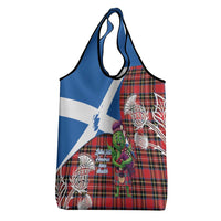 Saint Andrews Day Scotland Grocery Bag Thistle Traditional Bagpipe Tartan Pattern - Wonder Print Shop