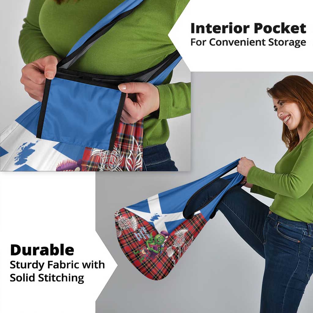 Saint Andrews Day Scotland Grocery Bag Thistle Traditional Bagpipe Tartan Pattern - Wonder Print Shop