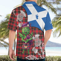 Saint Andrews Day Scotland Hawaiian Shirt Thistle Traditional Bagpipe Tartan Pattern - Wonder Print Shop
