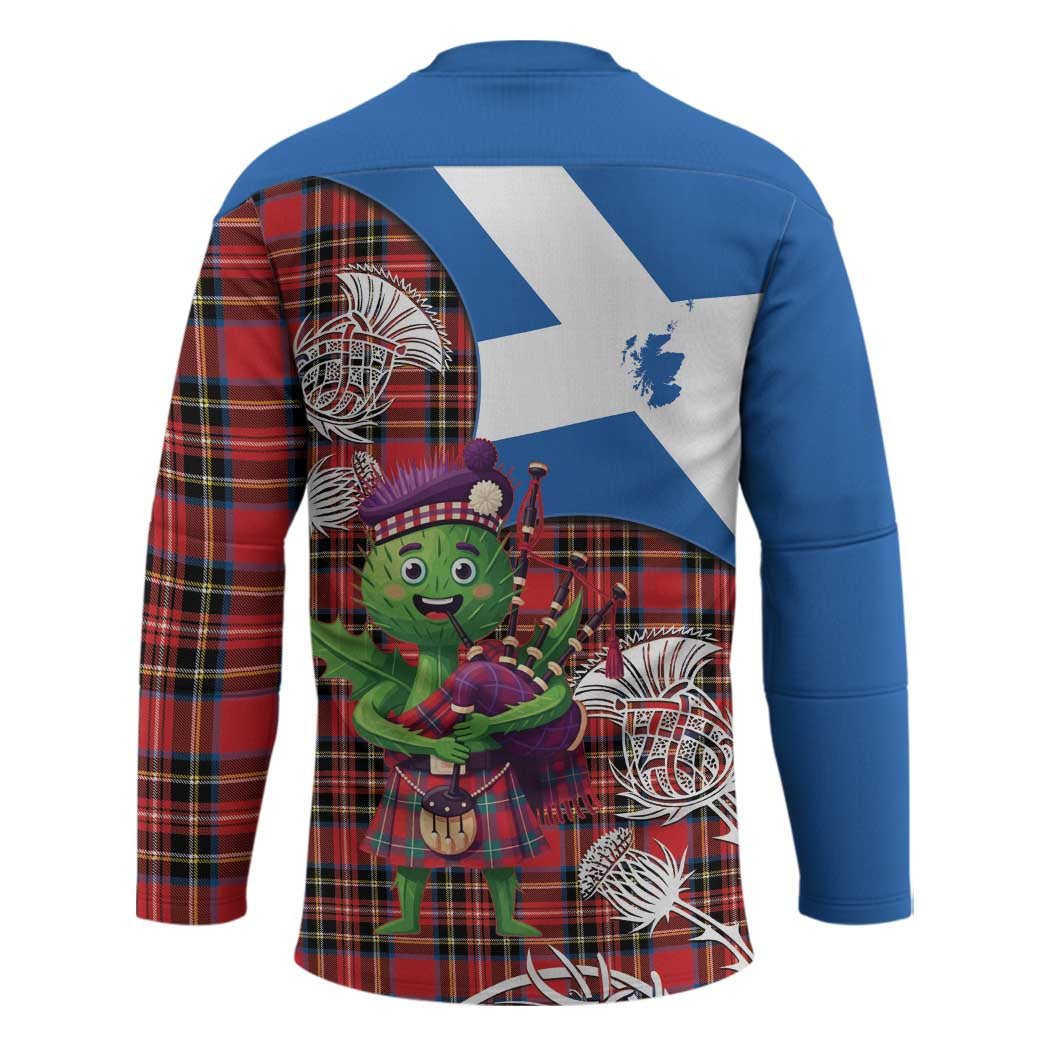 Saint Andrews Day Scotland Hockey Jersey Thistle Traditional Bagpipe Tartan Pattern - Wonder Print Shop