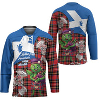Saint Andrews Day Scotland Hockey Jersey Thistle Traditional Bagpipe Tartan Pattern - Wonder Print Shop