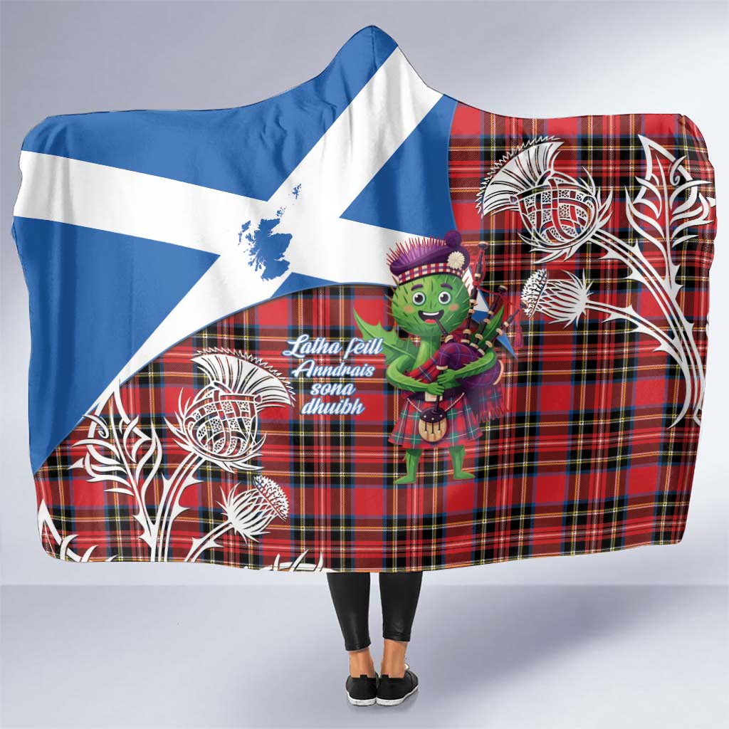 Saint Andrews Day Scotland Hooded Blanket Thistle Traditional Bagpipe Tartan Pattern - Wonder Print Shop