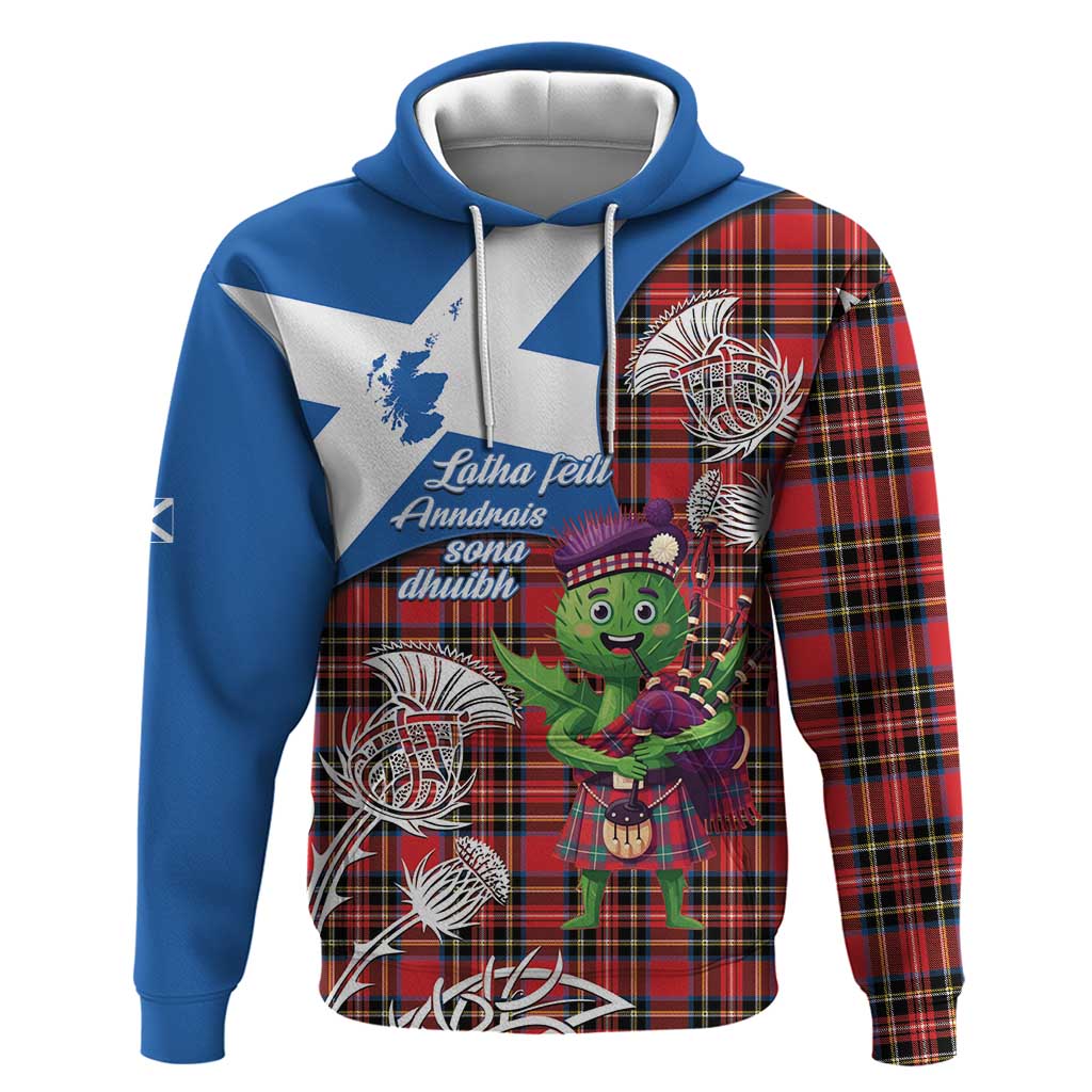 Saint Andrews Day Scotland Hoodie Thistle Traditional Bagpipe Tartan Pattern - Wonder Print Shop