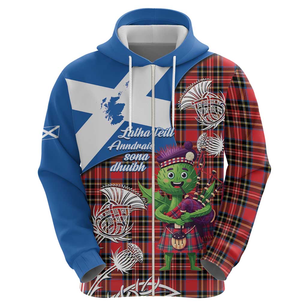 Saint Andrews Day Scotland Hoodie Thistle Traditional Bagpipe Tartan Pattern - Wonder Print Shop